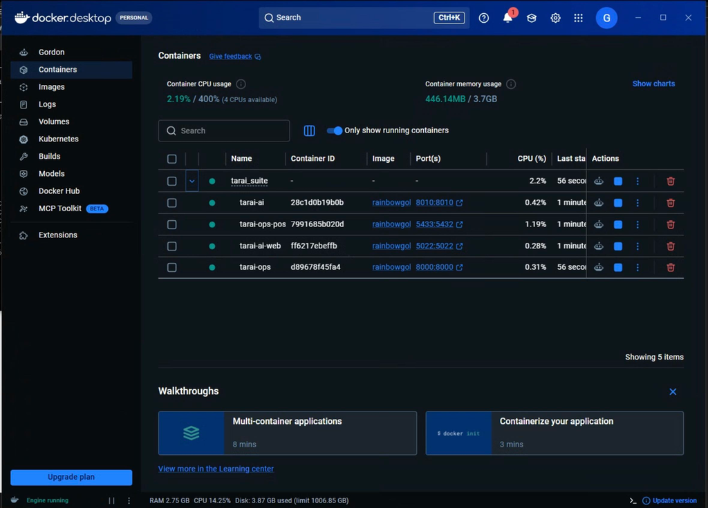 Docker Desktop on Windows after a successful golivingbest_suite install